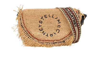 Crochet Logo Shoulder Bag, &pound;250, Handbags, Beige, Raffia, Front view